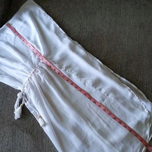 Jessica Simpson Metallic Trim Caftan Cover Up - New Women |White | Size: XL - Picture 7 of 9